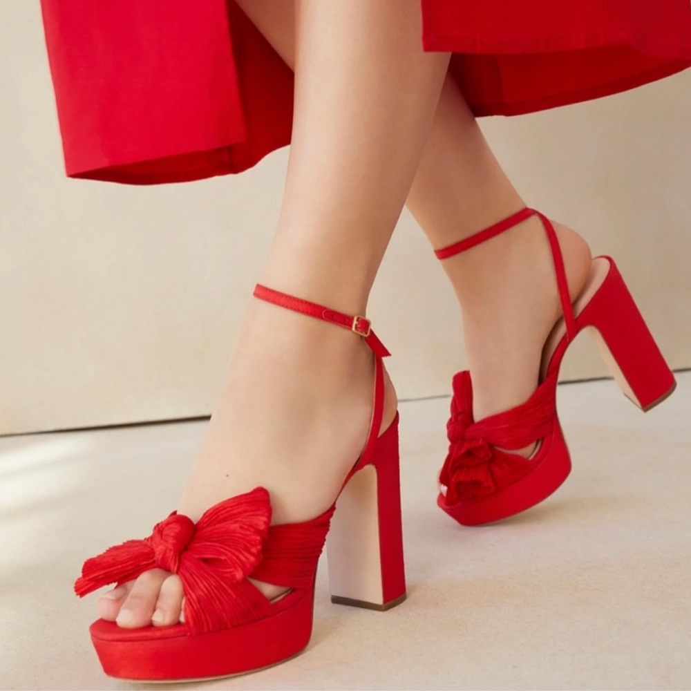 Loeffler Randall's Natalia Pleated Bow Platform Sandals (NWOT) ❤️